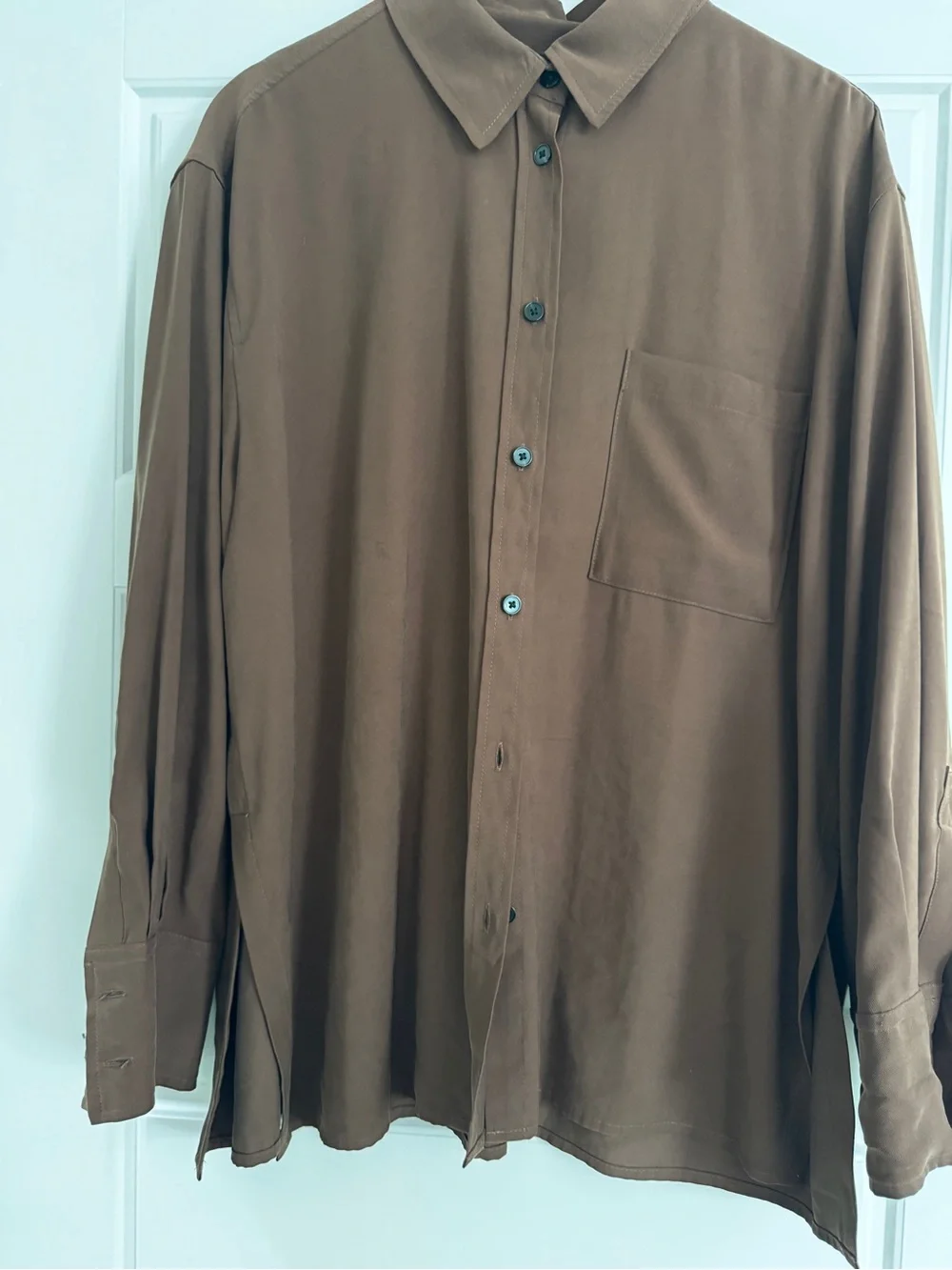 Zara Chocolate Brown Button-Front Shirt